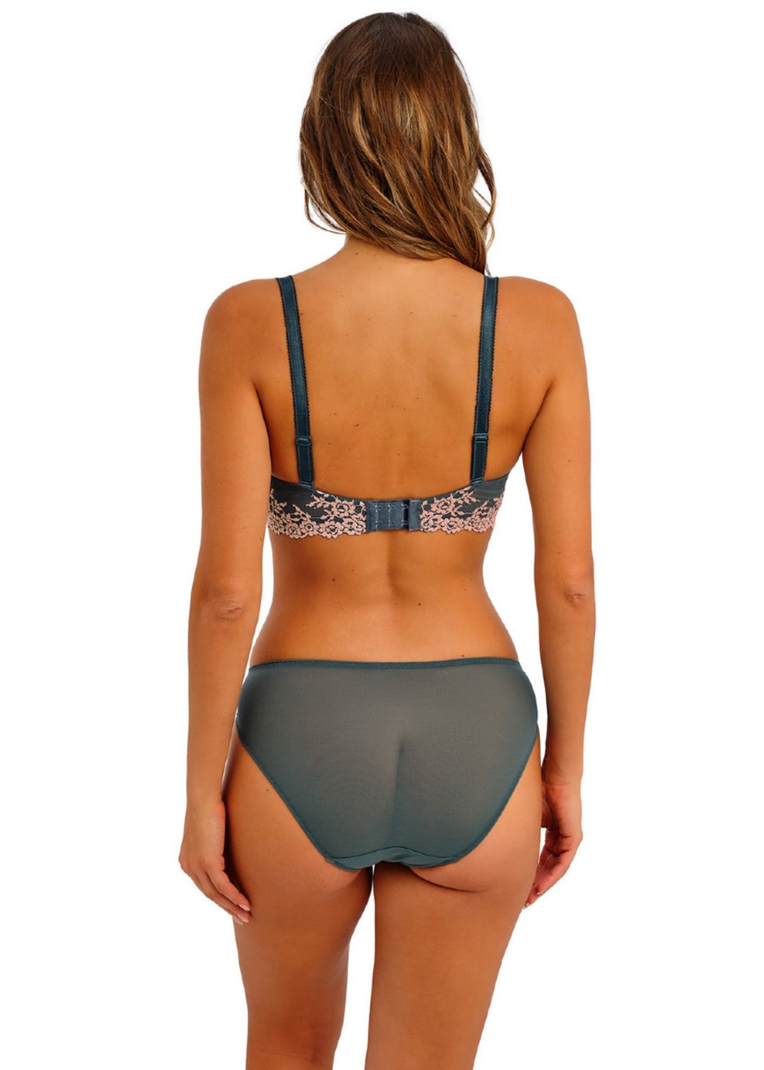 Wacoal Embrace Lace Rio Brief in Dark Slate and Cloud Pink