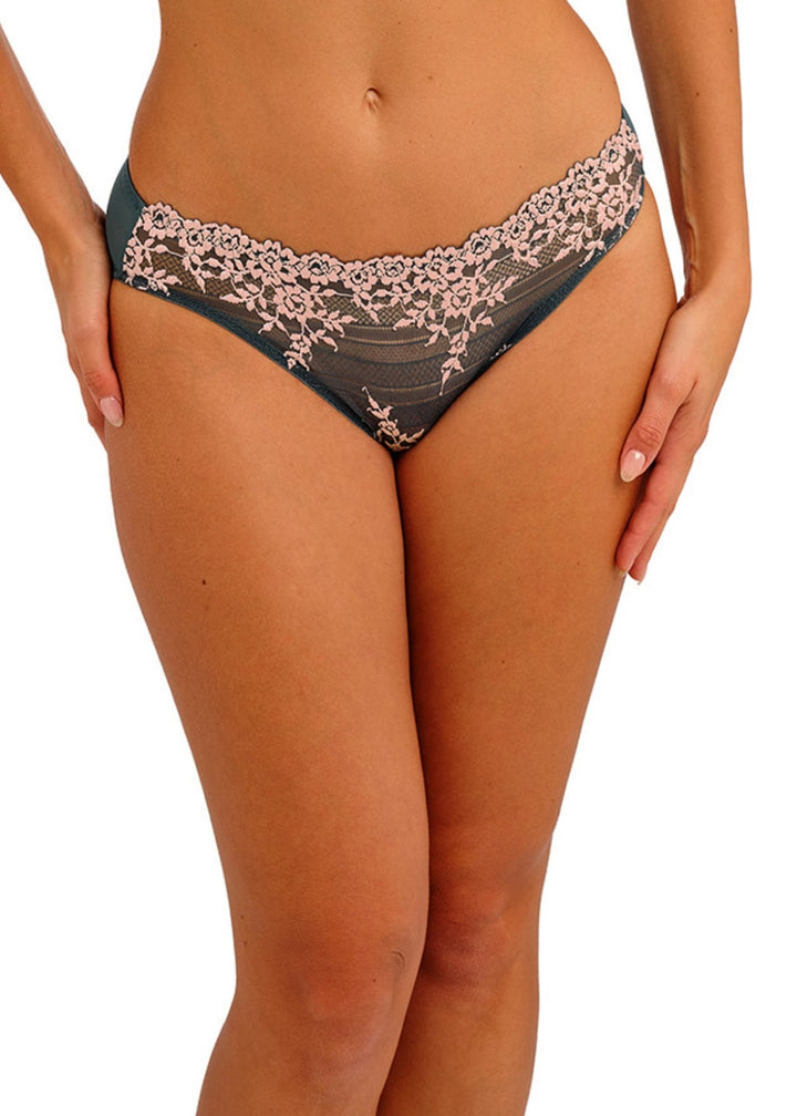 Wacoal Embrace Lace Rio Brief in Dark Slate and Cloud Pink