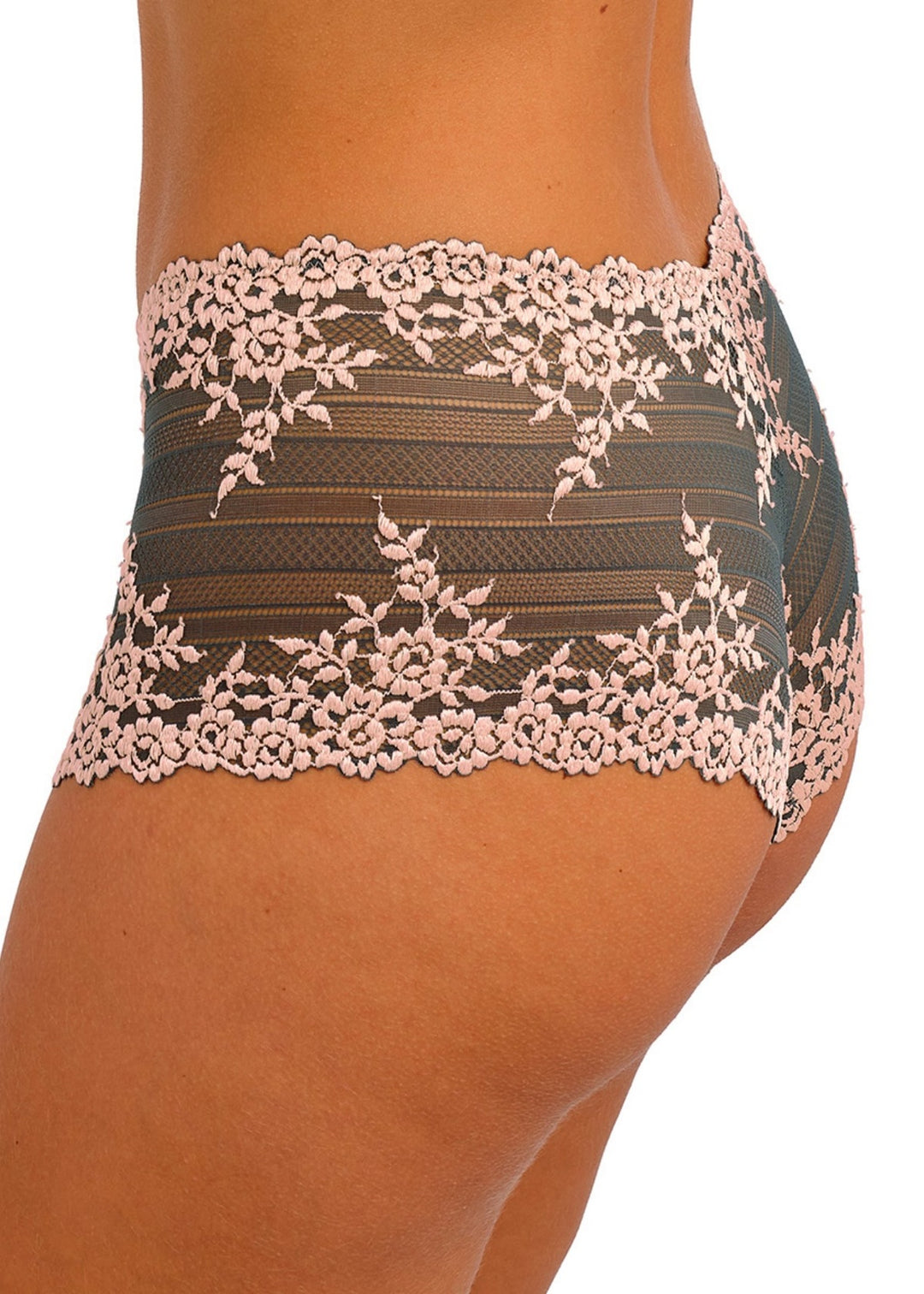Wacoal Embrace Lace Boy Short in Dark Slate and Cloud Pink