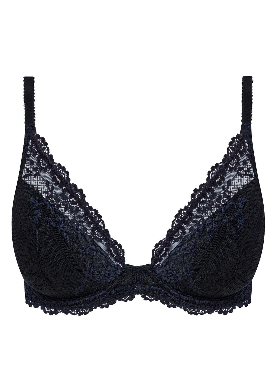 Wacoal Embrace Lace Plunge Bra in Black and Night Sky