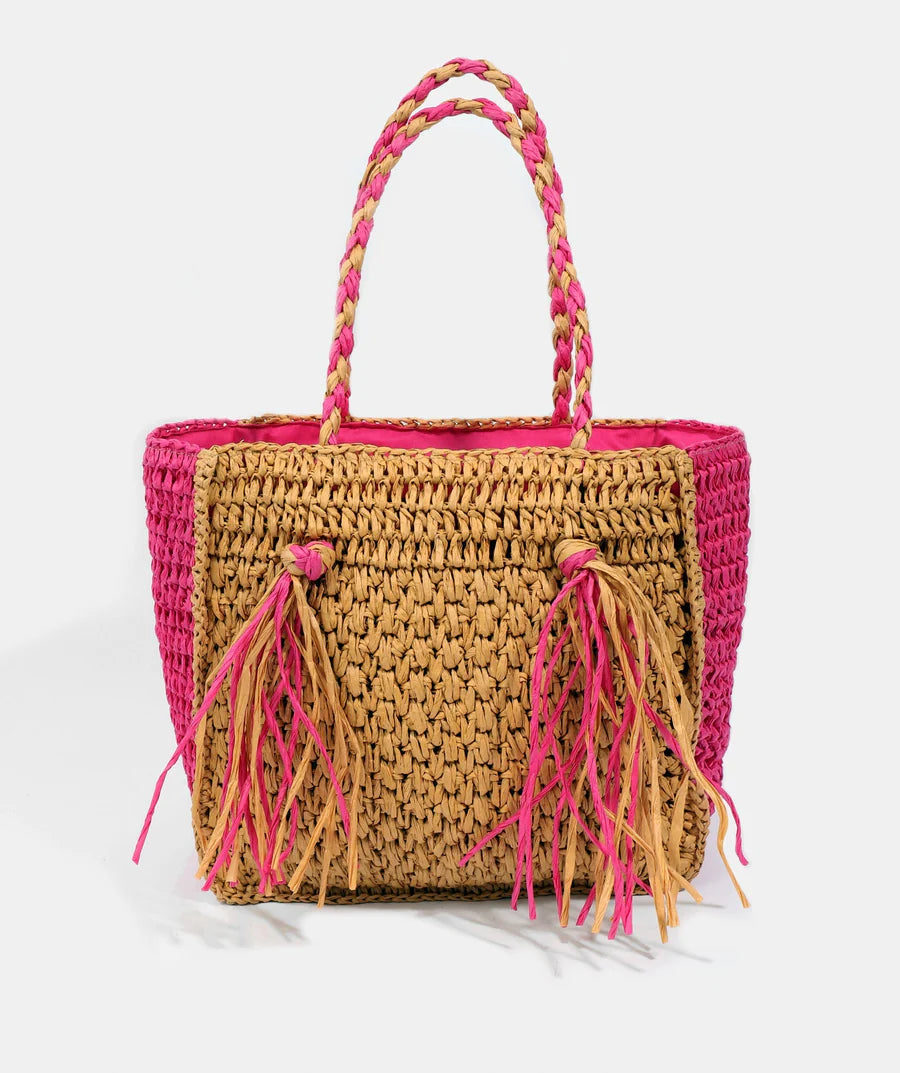 Pia Rossini Cannes Bag in Natural and Pink