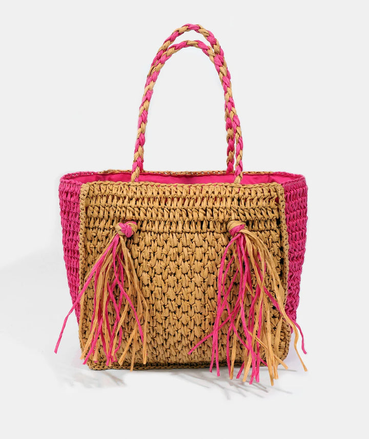Pia Rossini Cannes Bag in Natural and Pink