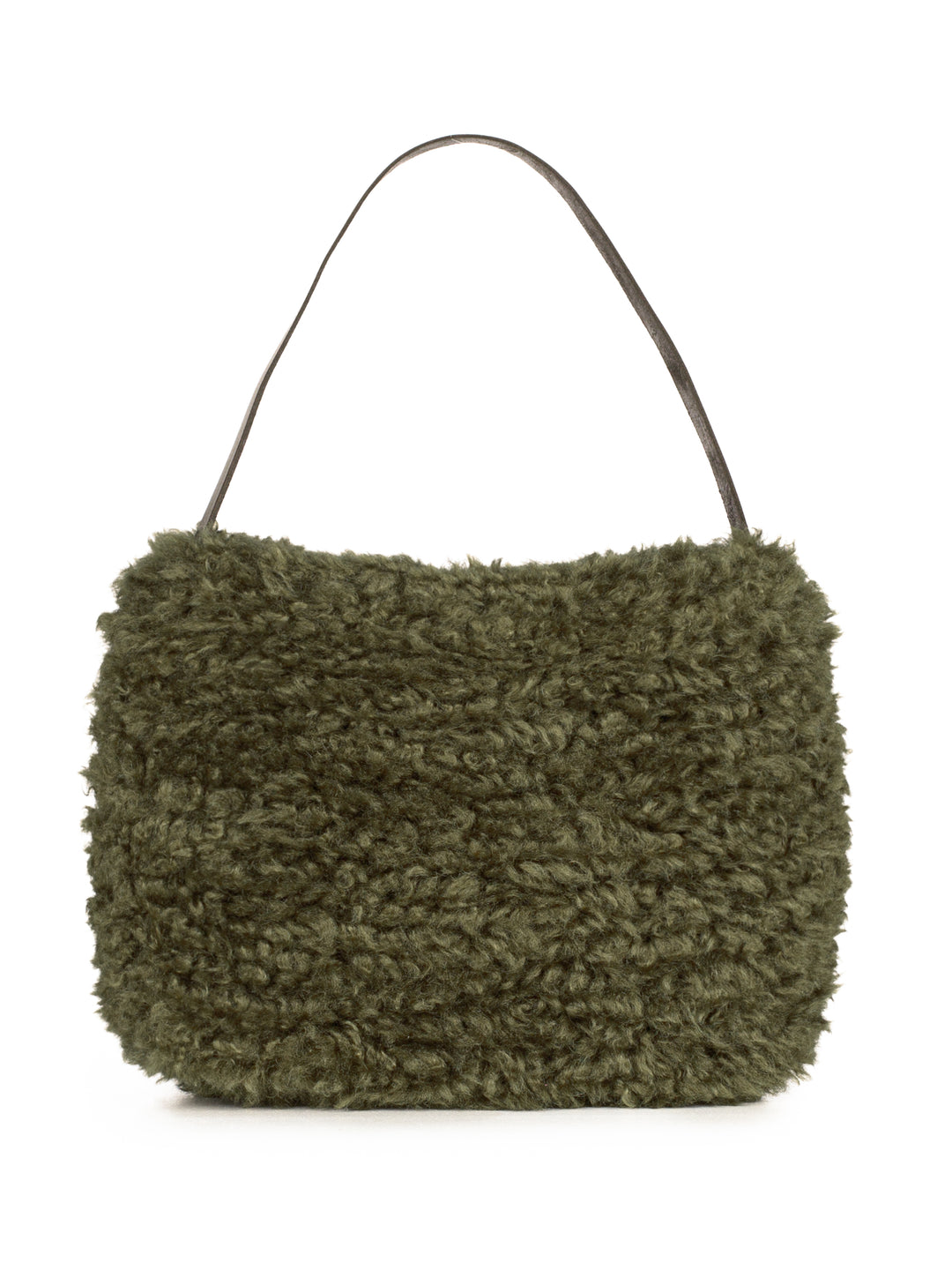 Helen Moore Faux Sheepskin Arc Bag in Forest Green