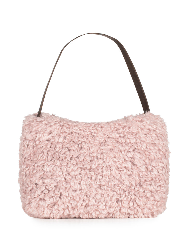 Helen Moore Faux Sheepskin Arc Bag in Rose