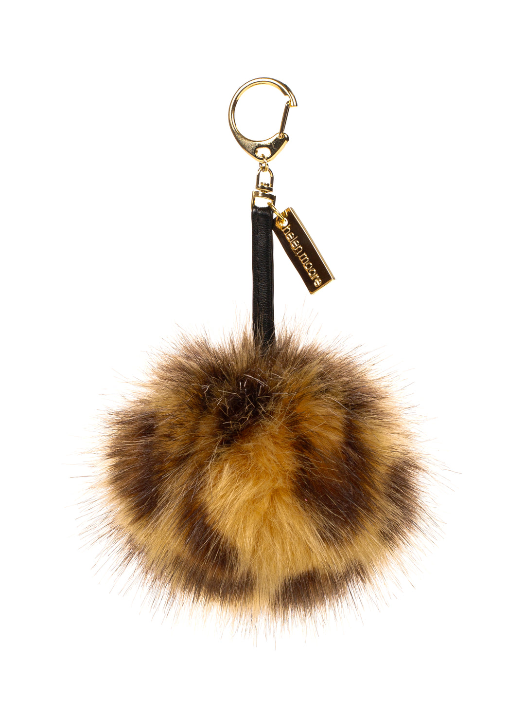 Helen Moore Faux Fur Pom Pom Key Ring in Leopard
