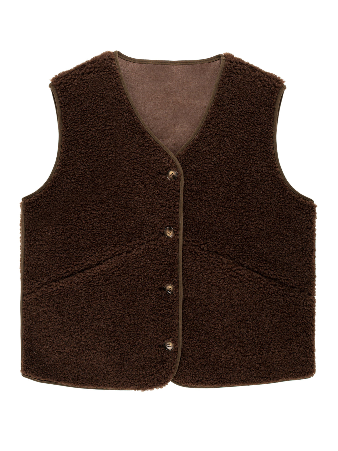Helen Moore Faux Sheepskin Country Gilet in Walnut