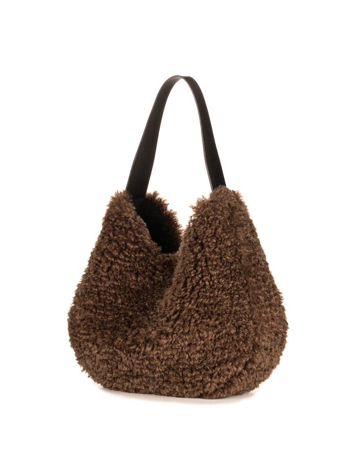 Helen Moore Faux Sheepskin Slouch Bag in Chestnut