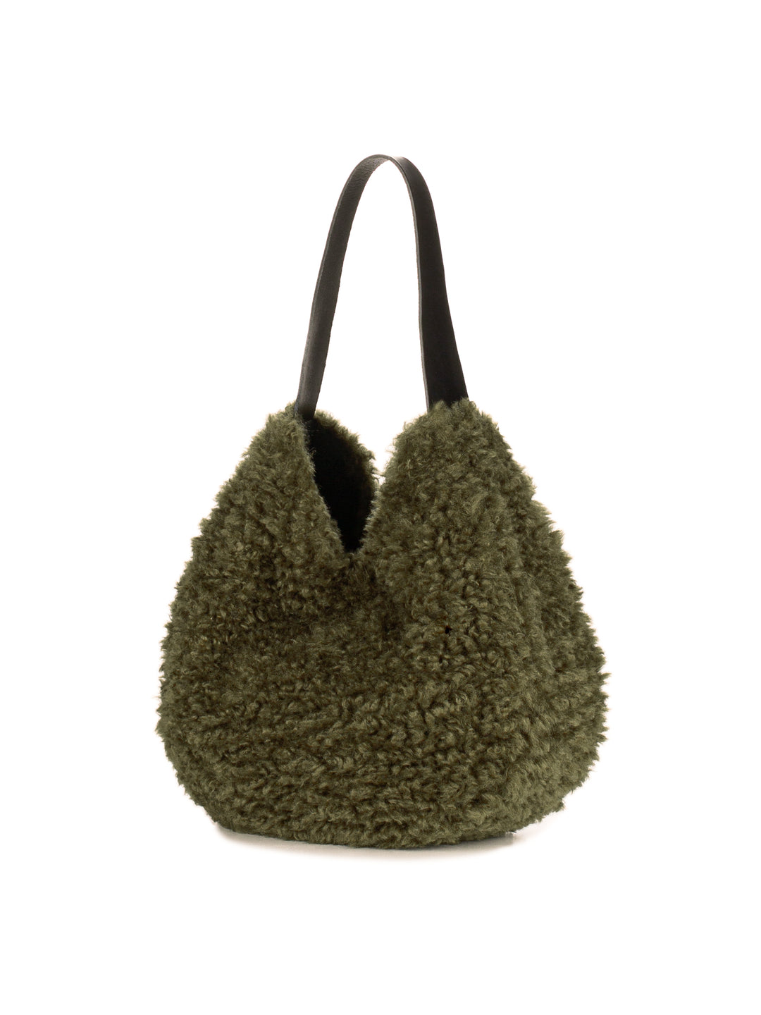 Helen Moore Faux Sheepskin Slouch Bag in Forest Green