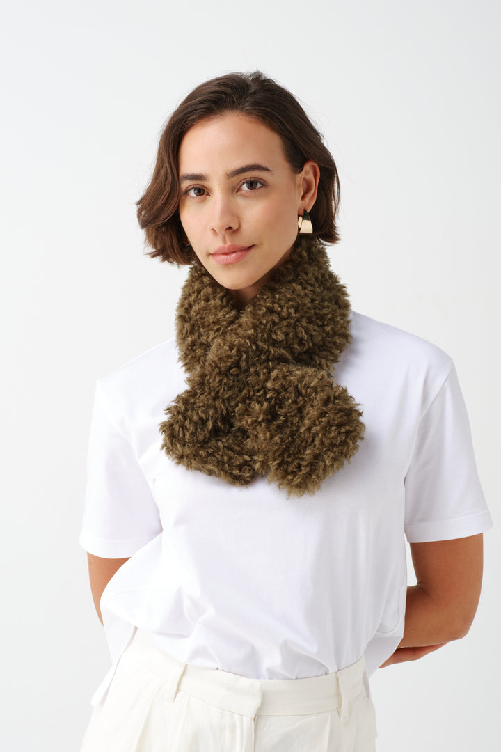 Helen Moore Faux Sheepskin Tiptop Scarf in Chestnut