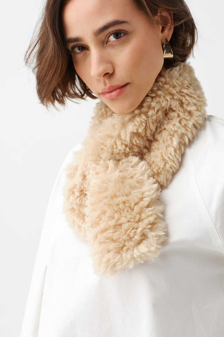 Helen Moore Faux Sheepskin Tiptop Scarf in Cream