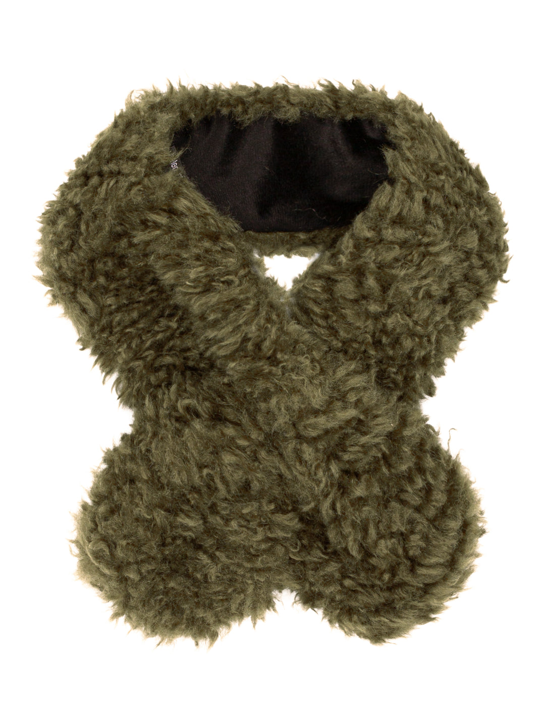 Helen Moore Faux Sheepskin Tiptop Scarf in Forest Green