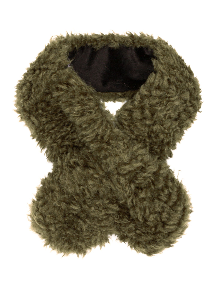 Helen Moore Faux Sheepskin Tiptop Scarf in Forest Green