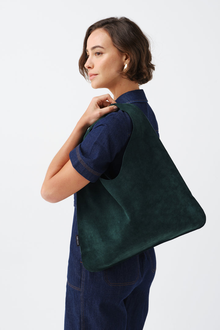Helen Moore Suede Triangle Bag in Sage