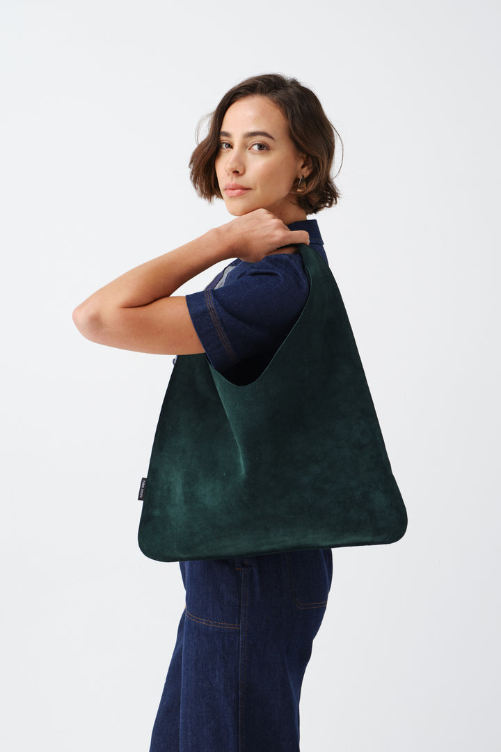 Helen Moore Suede Triangle Bag in Sage