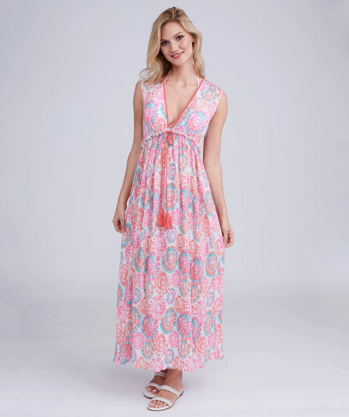 Pia Rossini Illusion Maxi Dress in Pink