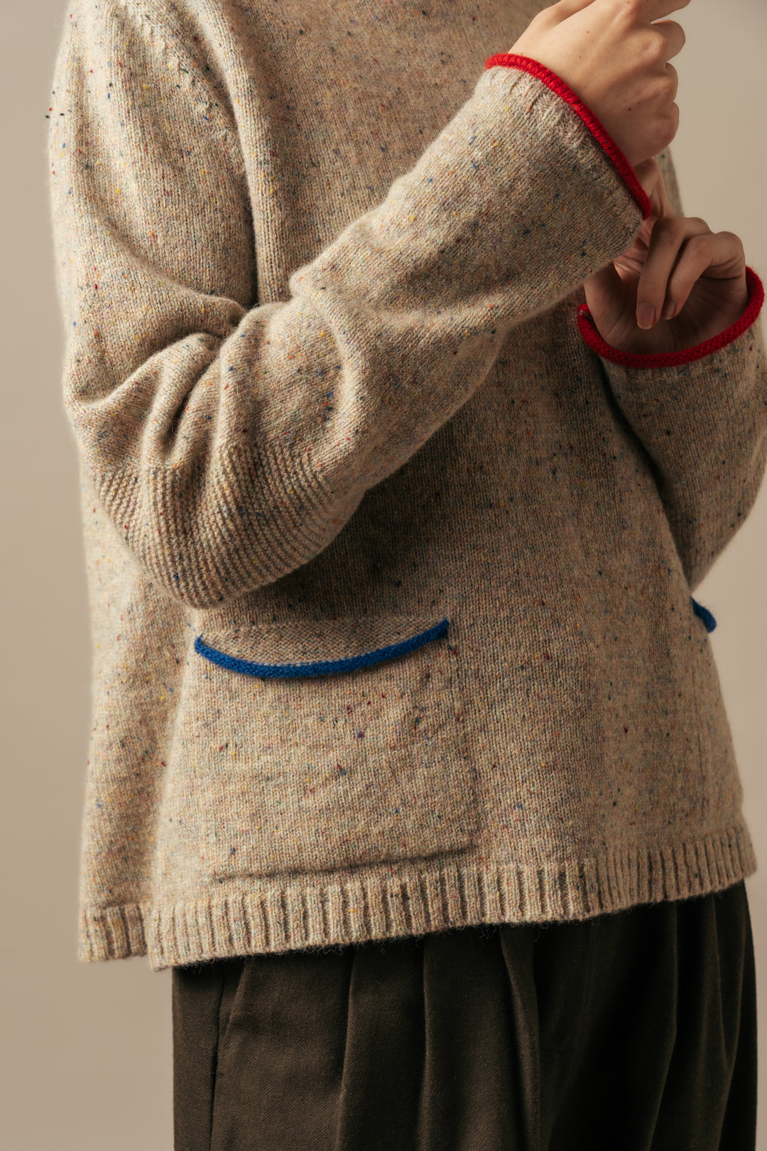 Eribe Tweed Nep Sweater in Sand