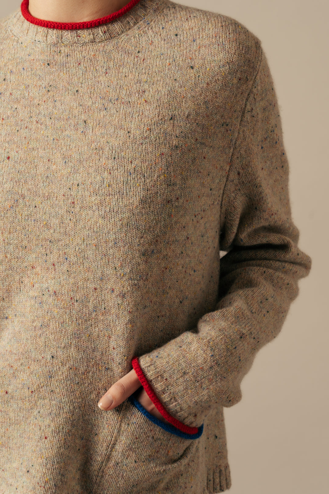 Eribe Tweed Nep Sweater in Sand