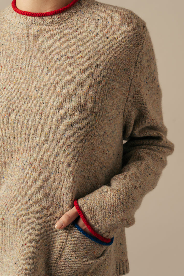 Eribe Tweed Nep Sweater in Sand