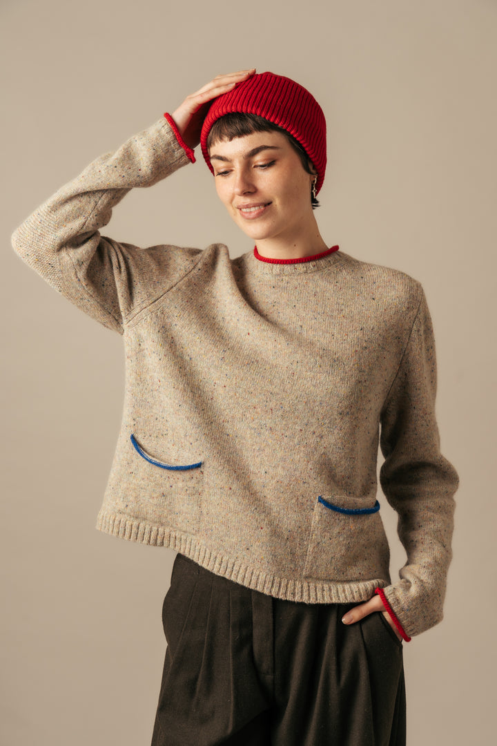 Eribe Tweed Nep Sweater in Sand