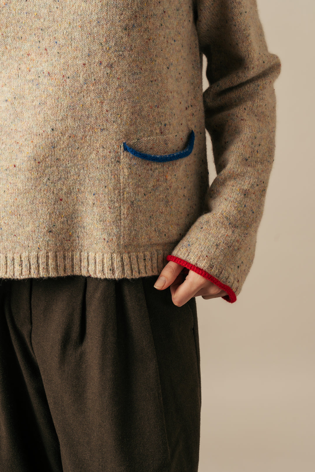 Eribe Tweed Nep Sweater in Sand