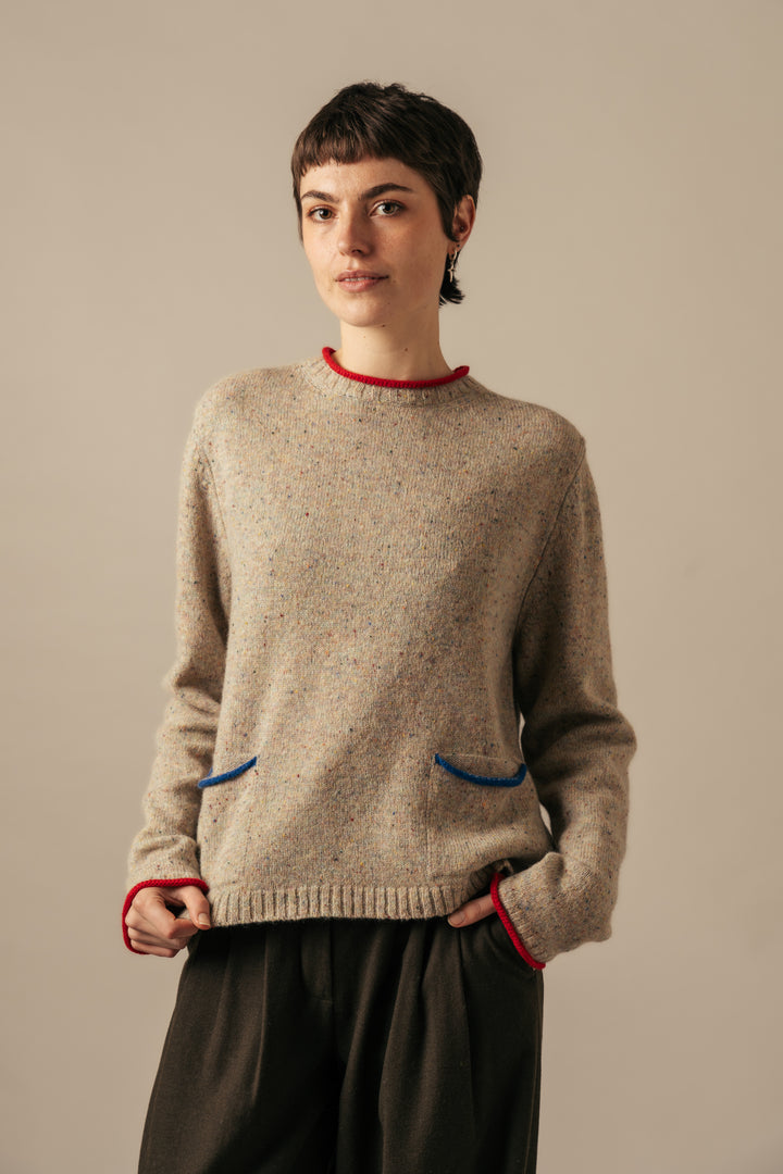 Eribe Tweed Nep Sweater in Sand