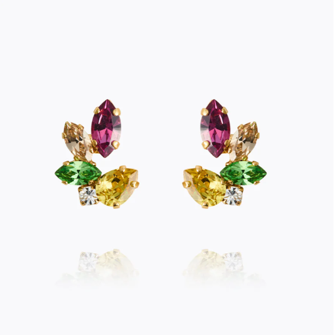 Caroline Svedbom Gold Plated Clare Earrings in Autumn Bloom Combo