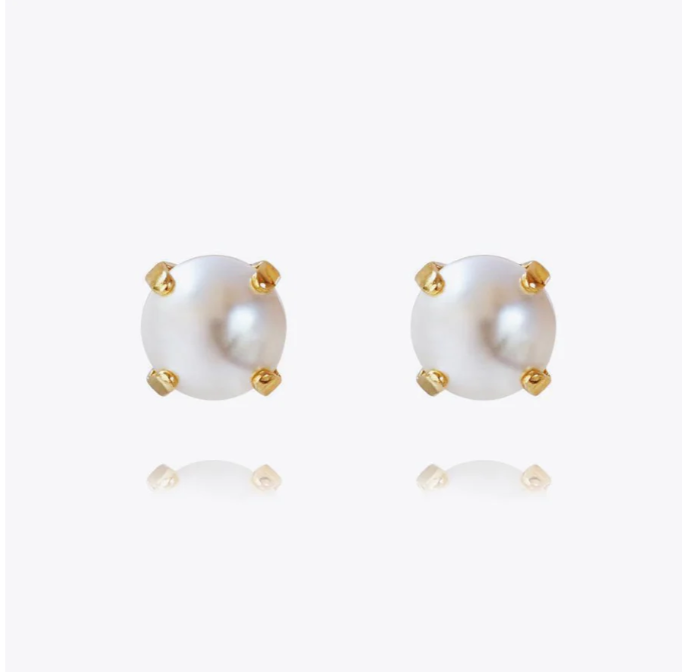Caroline Svedbom Gold Plated Classic Stud Earrings in Pearl
