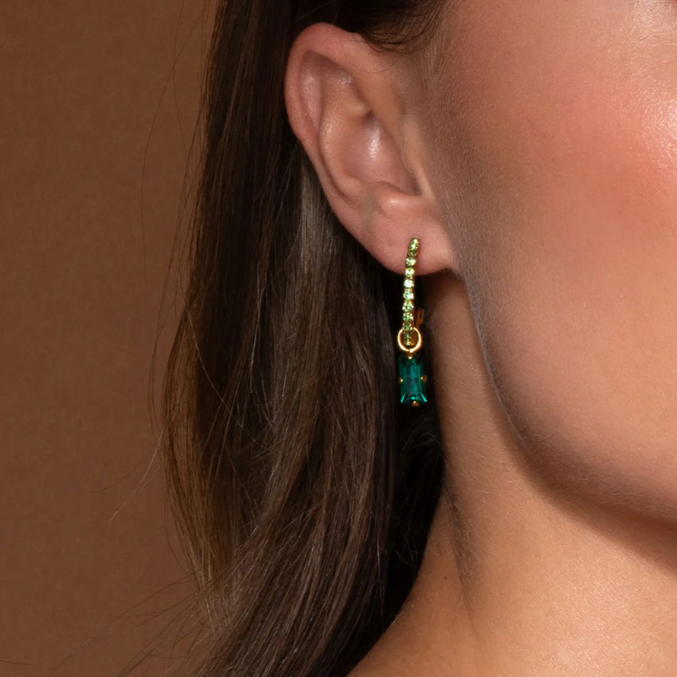 Caroline Svedbom Gold Plated Lucy Earrings in Emerald and Peridot