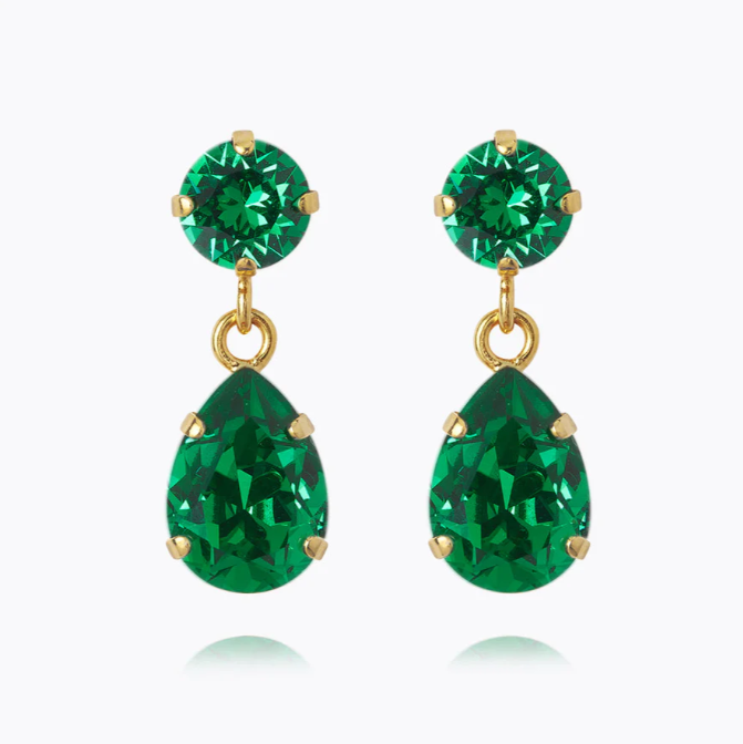 Caroline Svedbom Gold Plated Mini Drop Earrings in Majestic Green