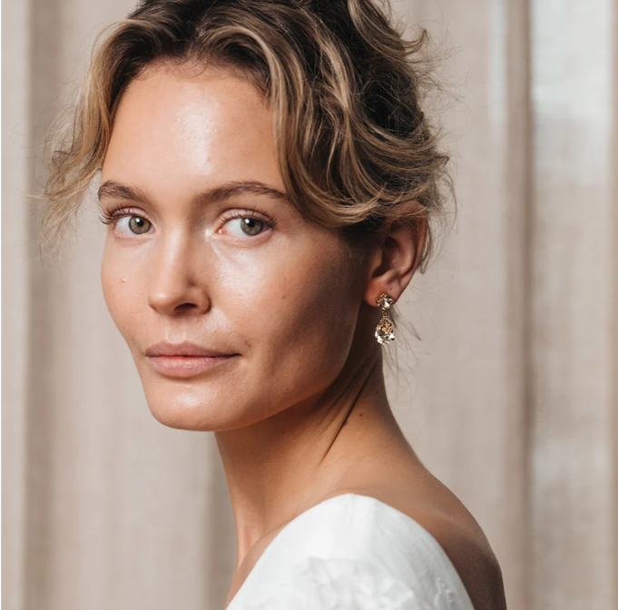 Caroline Svedbom Gold Plated Mini Drop Earrings in Silky Sage Delight