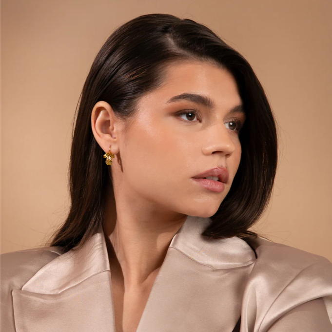 Caroline Svedbom Gold Plated Petite Timo Clasp Earrings in Dark Jonquil