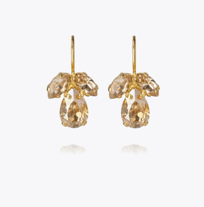 Caroline Svedbom Gold Plated Petite Timo Clasp Earrings in Golden Shadow and Silk