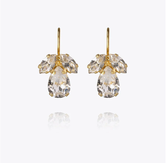 Caroline Svedbom Gold Plated Petite Timo Clasp Earrings in Crystal