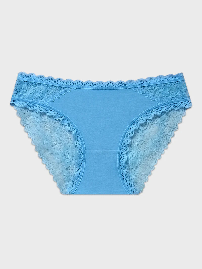 Stripe & Stare Eco Lace Knicker in Cerulean