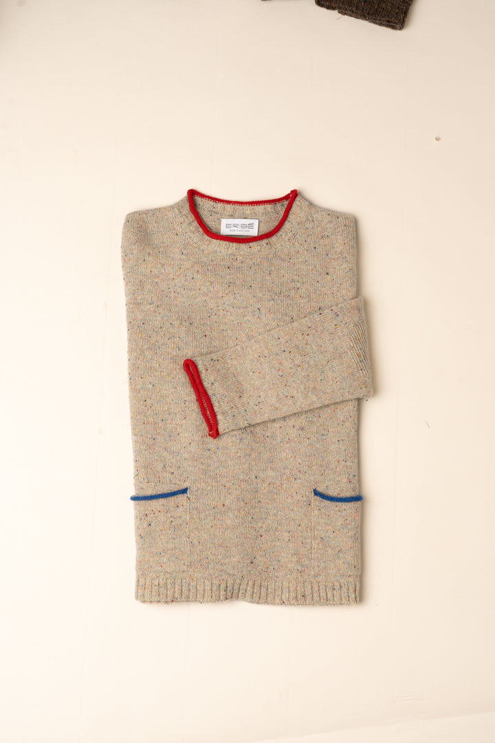 Eribe Tweed Nep Sweater in Sand