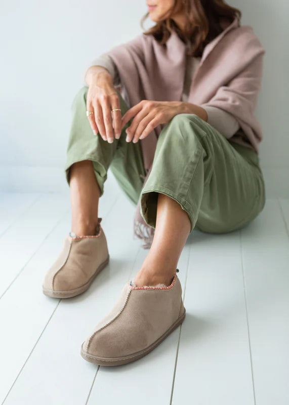 The Small Home Agnes Sheepskin Boots in Beige