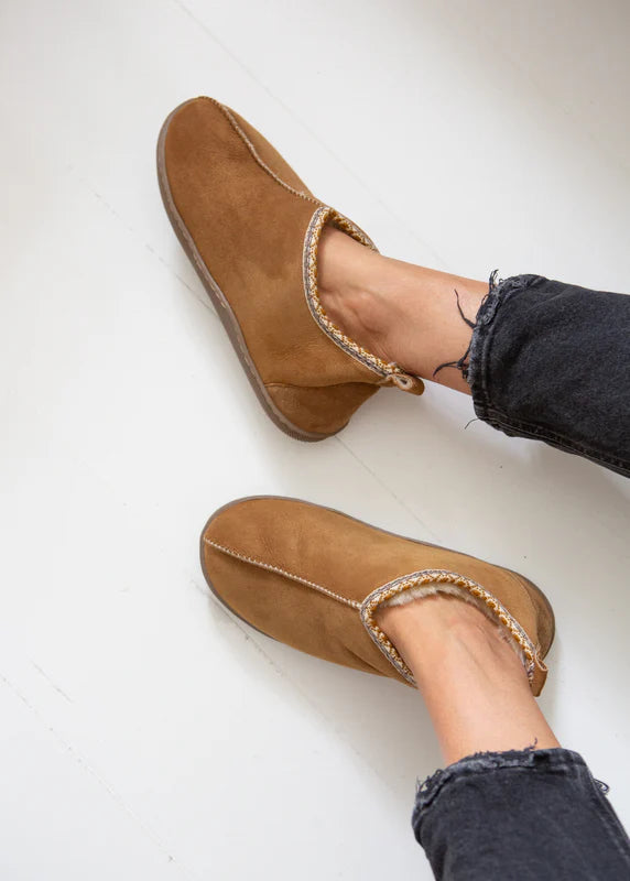 The Small Home Agnes Sheepskin Boots in Chestnut