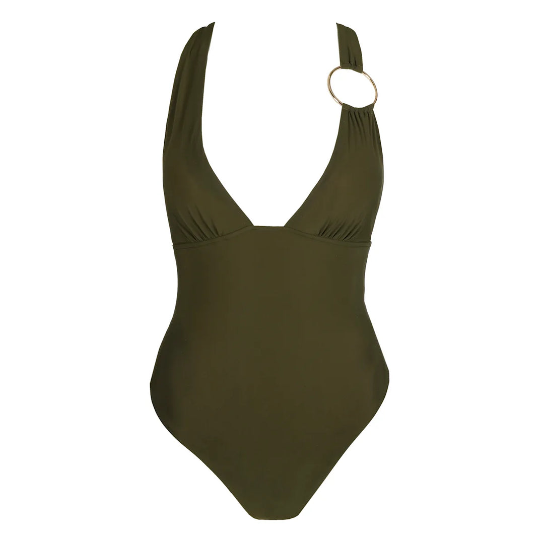 Sarda Swim Lita Padded Triangle Swimsuit in Olive Green