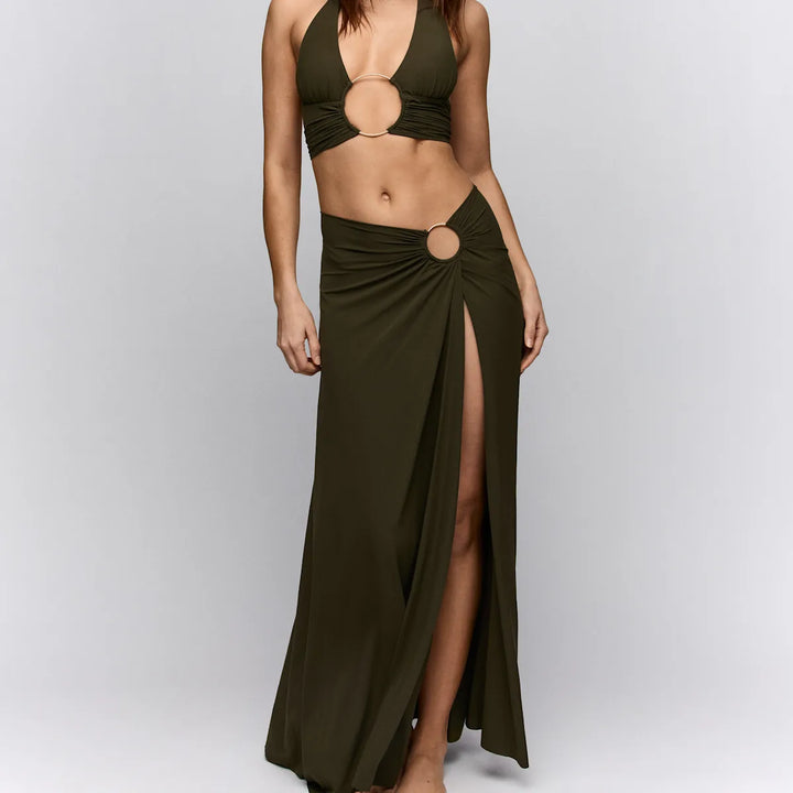 Sarda Swim Lita Beach Skirt in Olive Green