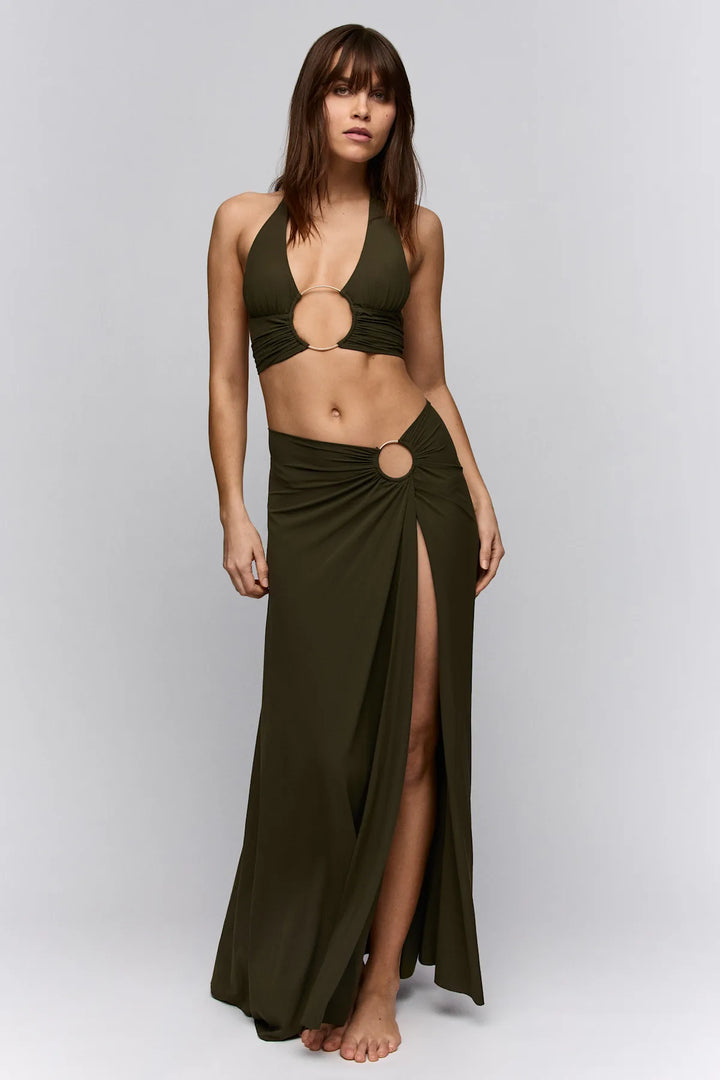Sarda Swim Lita Beach Skirt in Olive Green