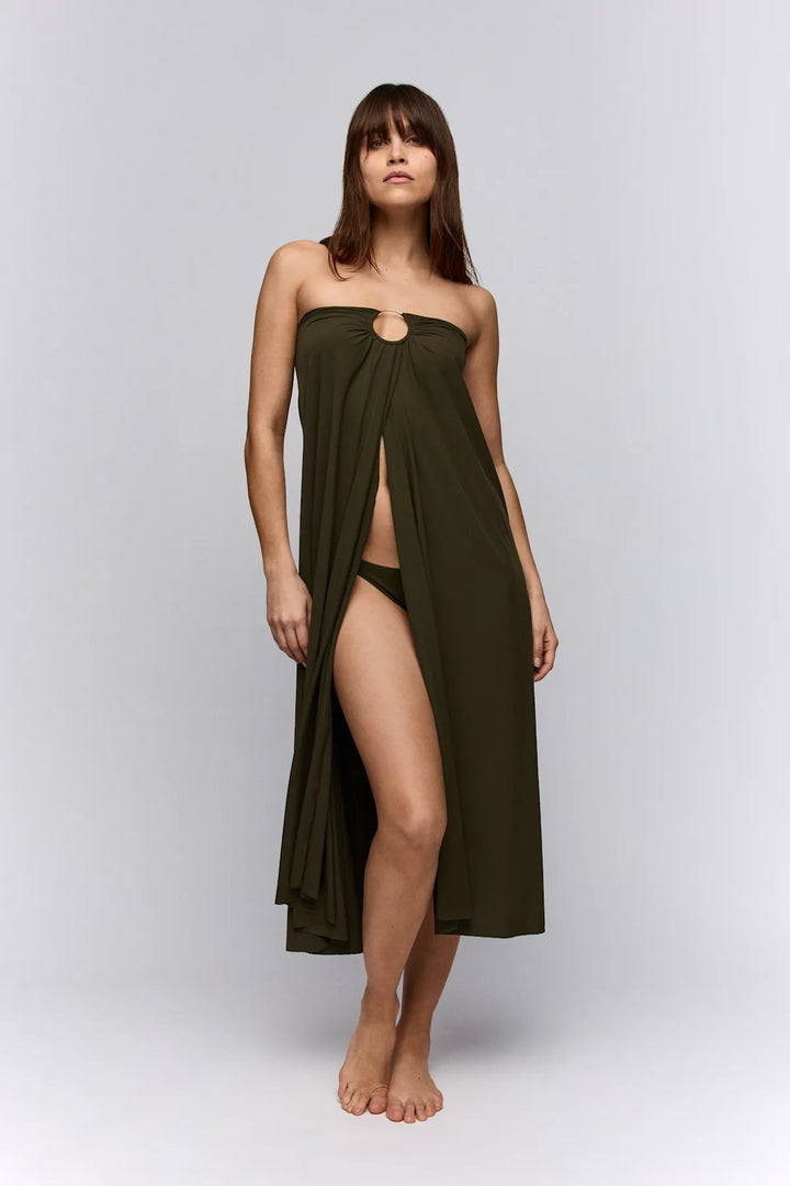 Sarda Swim Lita Beach Skirt in Olive Green
