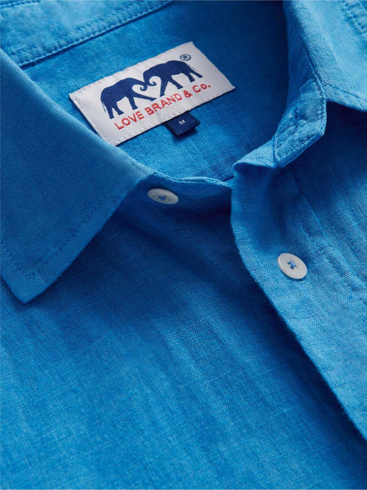 Love Brand Mens Abaco Linen Shirt in Yacht Blue
