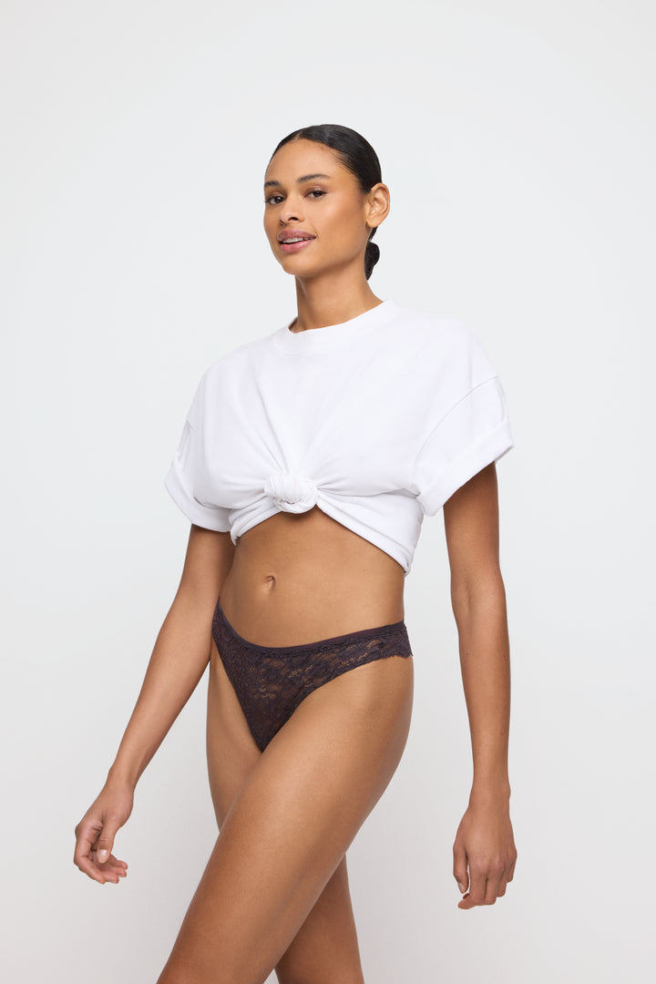 Marie Jo Color Studio Lace Thong in Sweet Chocolate
