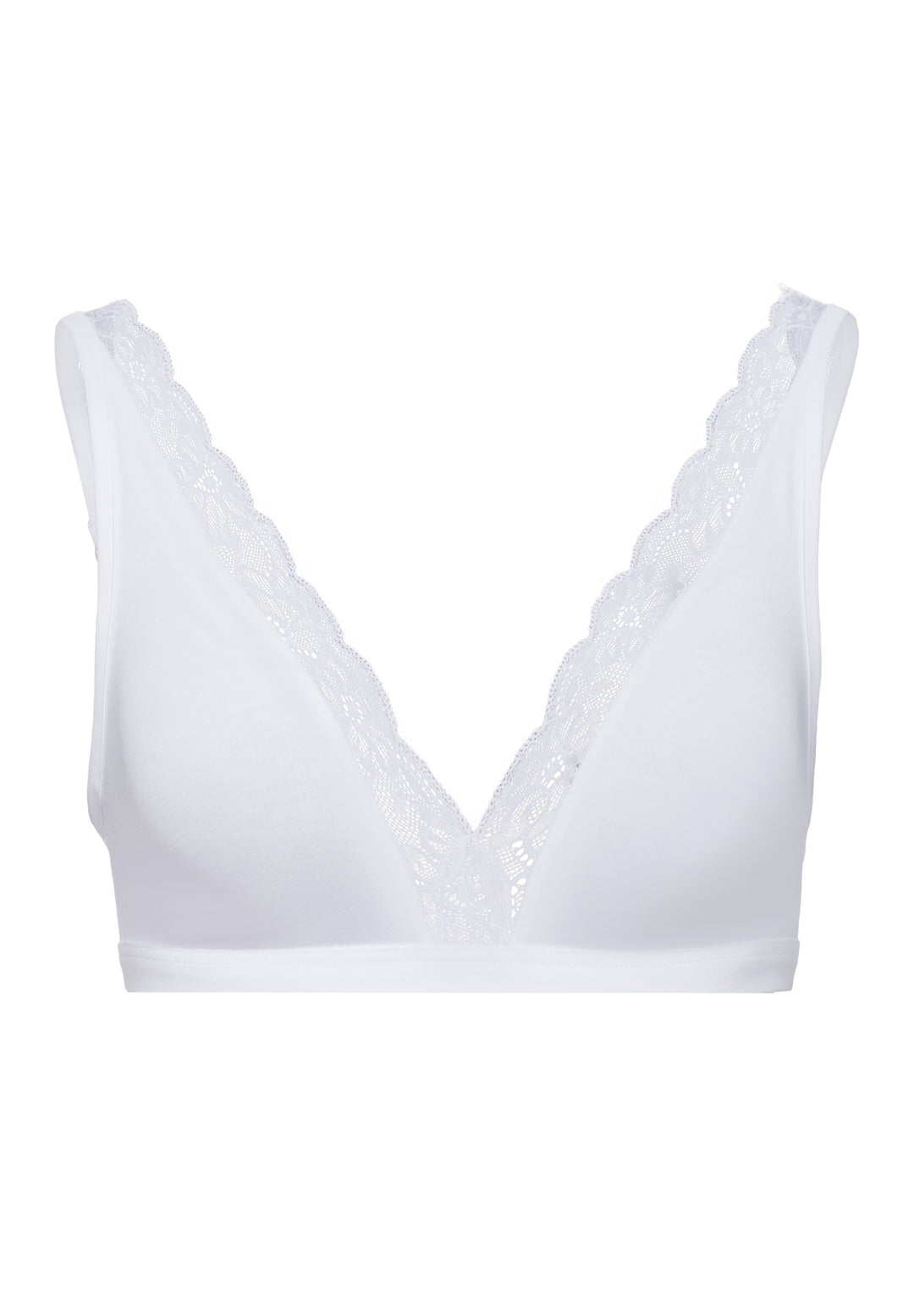 Hanro Cotton Lace Soft Cup Wireless Bra in White
