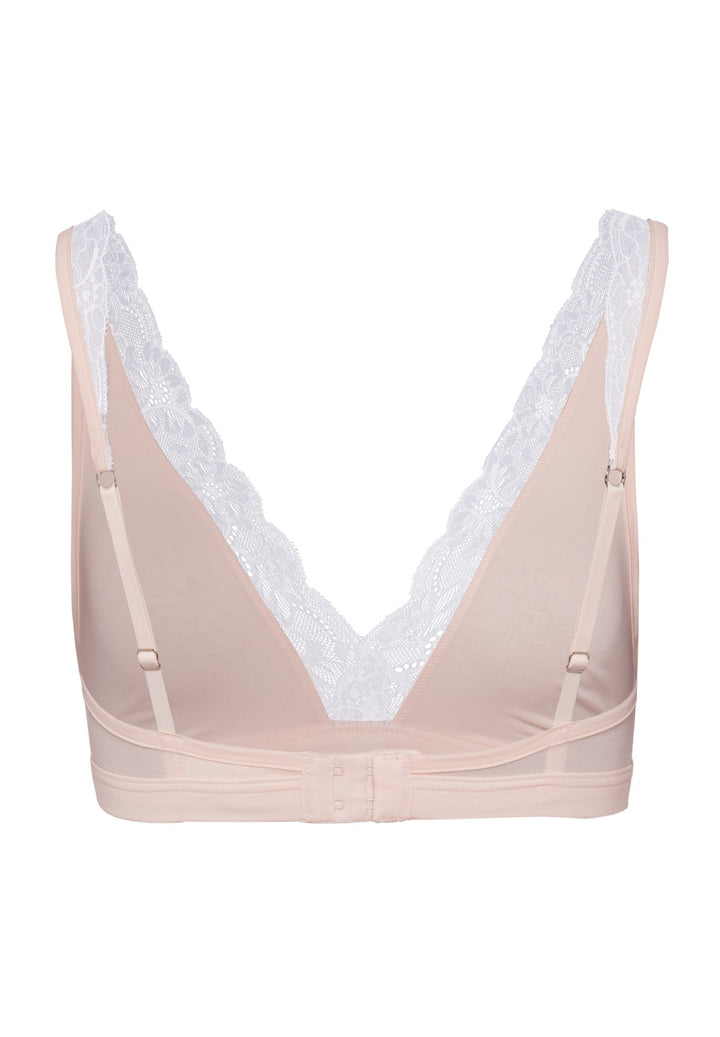 Hanro Cotton Lace Soft Cup Wireless Bra in Powder